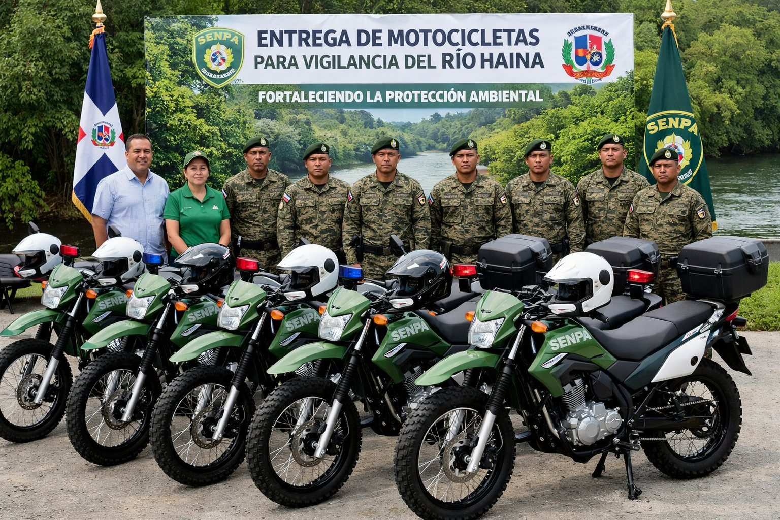 Entrega motocicletas SENPA vigilancia río Haina fortalece protección ambiental